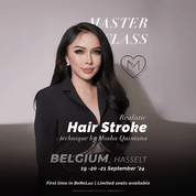 Moshe Quintana realistic hair strokes pmu opleiding in Belgie Hasselt hosted by Akira Nitsche